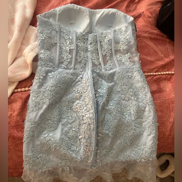 Light Blue Lace Corset Dress - Picture 3 of 4